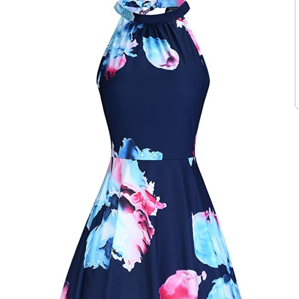 Floral high neck dress - S